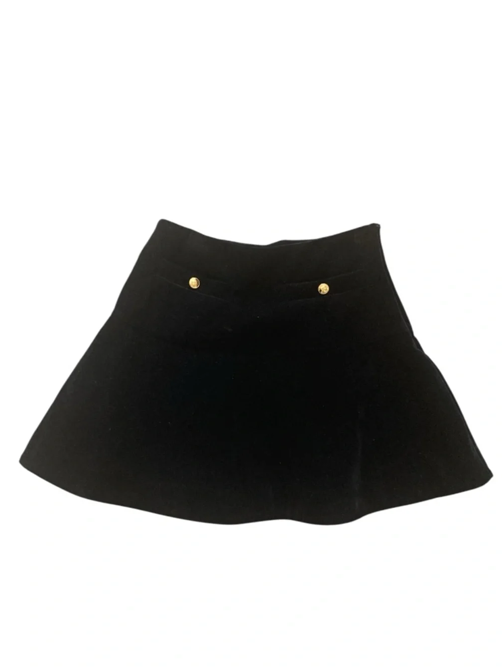 Celine Black Velvet Skort Gold Button Mini Skirt Shorts Made in Italy FR 36 - Picture 6 of 11